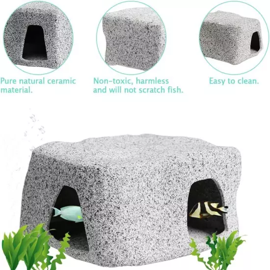 Aquarium Stone Hideaway Decoration Ceramic Tank Decoration Stone Rock Hideout