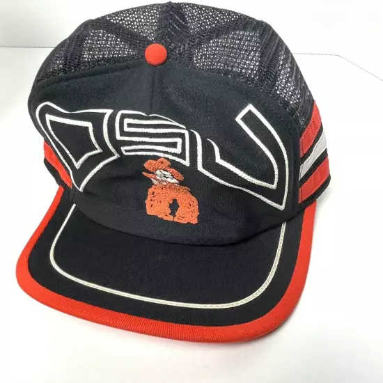 Oklahoma State Cowboys OSU 3 Stripe Mesh Trucker Snapback Hat USA Vintage 1984