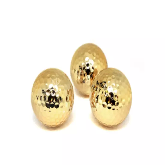 VERTINI Gold 24K PT. Golf Balls Set 3 PCS Rare Design Luxury Gift Ball Pen Free