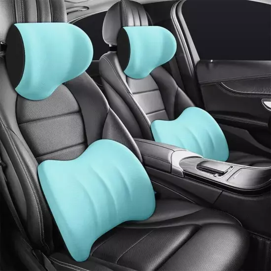 Car Seat Headrest & Lumbar Cushion Memory Foam Protective Lumbar Back Support