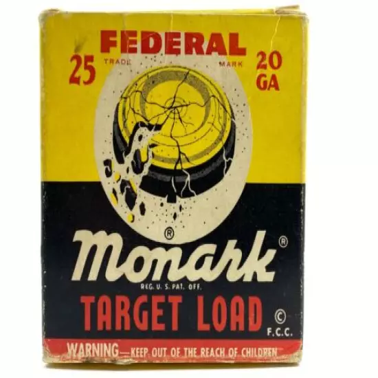 1960's Federal Monark Target Load 20 Ga EMPTY Ammo Box 5700-LX