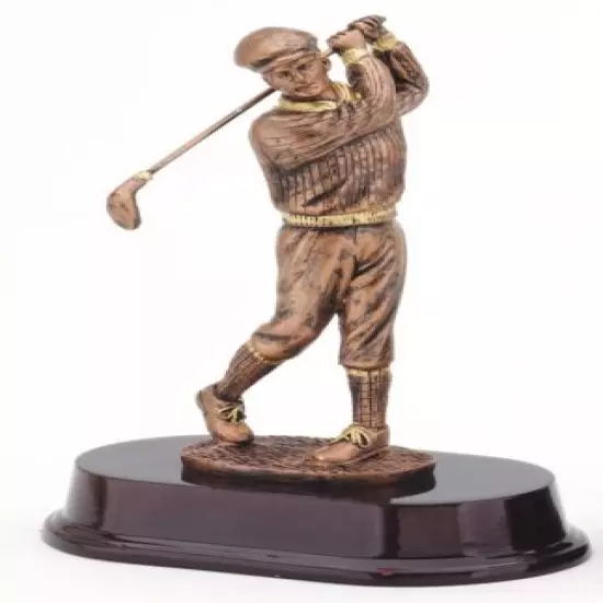 MALE GOLF RESIN TROPHY AWARD 8 1/2" TALL FREE LETTERING BRONZE SERIES M~RF3562B