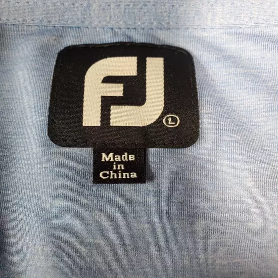 Footjoy FJ Golf Polo Shirt Men Shirt Size Large Light Blue Polyester Spandex