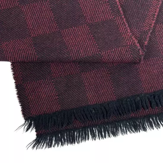 Tweedvale Scotland Worsted Wool Scarf Men’s Black Burgundy