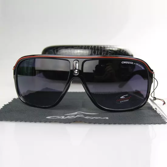 Men Women Retro Sunglasses Unisex Square Bright Black Frame Carrera Glasses C19