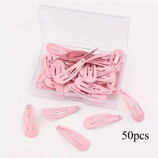 50X Women Girls Kids Hair Clips metal Snap Slides Close Hairpin 3cm Mini Clip C