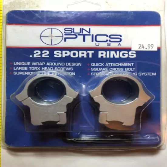 Sun Optics SM755 .22 cal, 1", Med., Silver, Sport Scope Rings