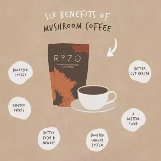 Ryze Mushroom Coffee Organic New 30 SERVINGS FREE SHIPPING SAME DAY With Spoon