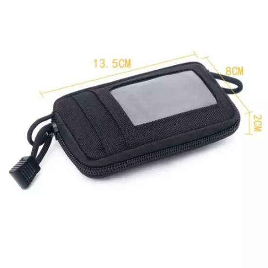 Black Military Mens Nylon Belt Pouch Mini Multi-Function Zip Around Coin Pockets