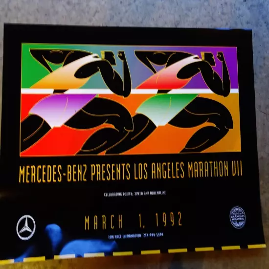 1992 Los Angeles Marathon 36" x 24" Modern Art Deco Poster Mercedes-Benz