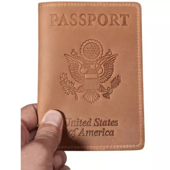 Genuine Leather US Passport Cover Vintage Cow Leather Passport Holder Case Gift