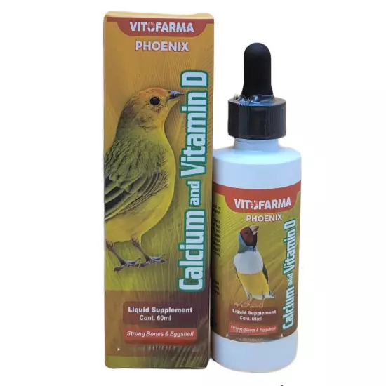 Vitofarma - Liquid Calcium for Birds with Vitamin D3 60ml - Great for Breeding