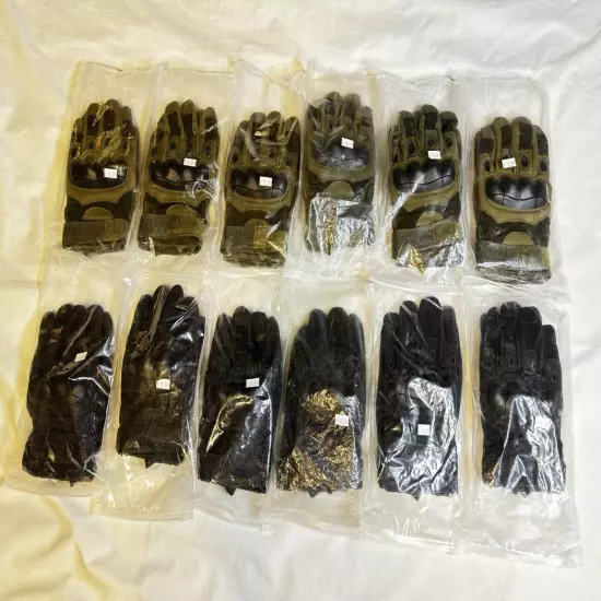 USA Tactical KNOCKER Gloves Rubberized Knuckle Lot Of 16 Blk /Grn Large