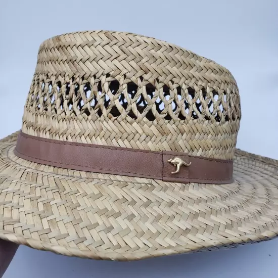 Summer Club Men’s Straw Hat Australian Styled. Size Large. Kangaroo Logo on band