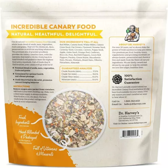 Dr. Harvey's Incredible Canary Blend, Natural Food for Canaries (4 pounds)