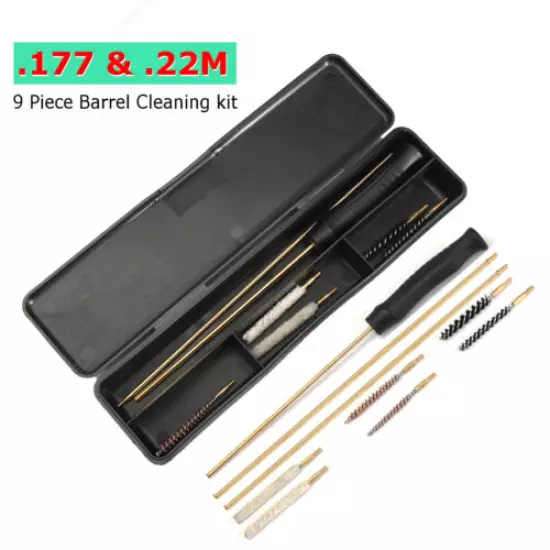 For .177 .22 Caliber Rifle Gun Barrel Cleaning Kit w/ Long Rod Brushes Tool Set