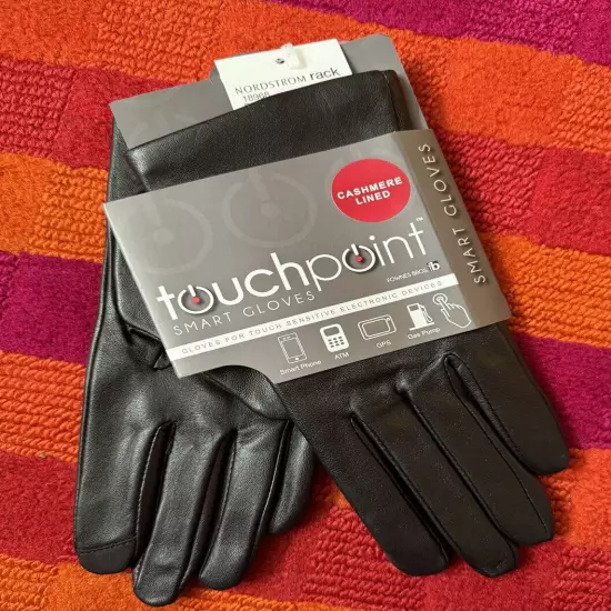 Fownes Bros Touchpoint Nordstrom Cashmere Lined Leather Smart Black Gloves New L