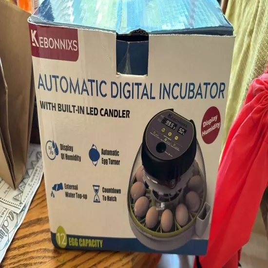 kebonnixs 12 egg incubator with humidity display