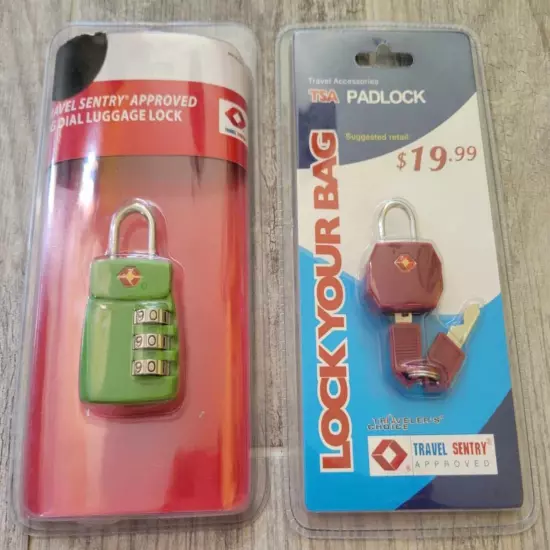 New 2 Travel Sentry TSA Locks Padlock w/ keys and Dial Lock 