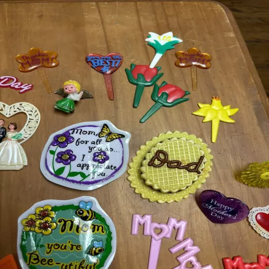 Lot Of Vintage Cake Decorations Cake Toppers - Wedding, Clown, Christmas, Candle