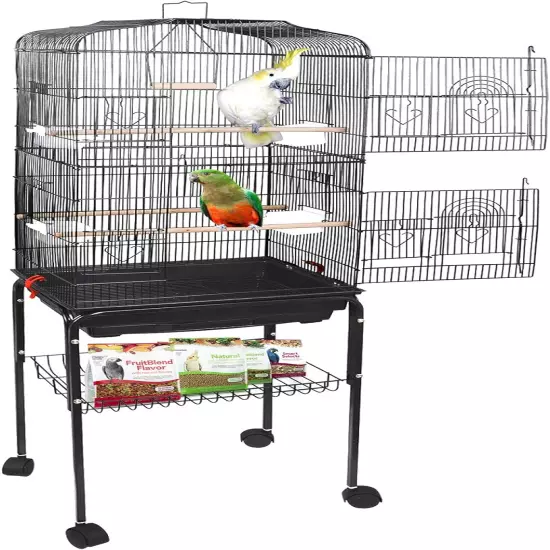 SUPER DEAL 59.3 Rolling Bird Cage Large Wrought Iron Cage for Cockatiel Sun Pet