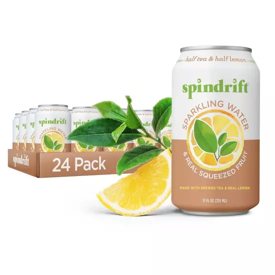 Spindrift Sparkling Water, Half Tea Half Lemon Flavored 12 Fluid Ounce 24 Can