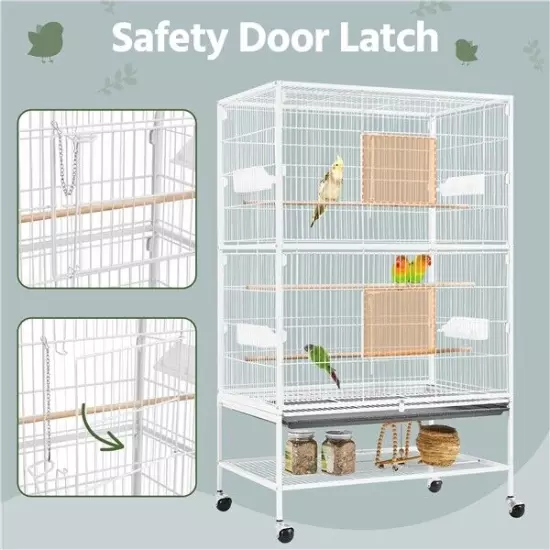 Large Parrot Cage Rolling Metal Bird Cage for Lovebird Cockatoo Conure