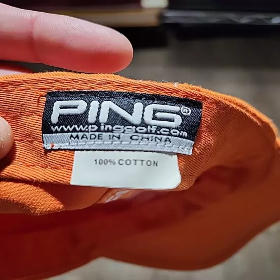 Preowned Ping Golf Hat Cap One Size Adjustable Orange Color