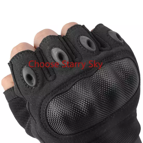 Tactical Half Finger Gloves Combat Hand Protective Gear Handwear BK