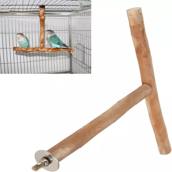 2 Pcs T Shaped Azalea Wood Bird Perch, Wooden Parrot Perch Stand, Birdcage Stand