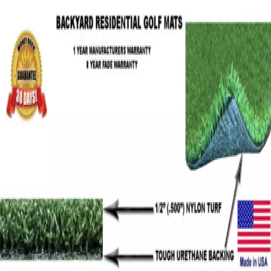 Backyard Golf Mat 3 ft x 3 ft Residential Practice Golf Roll Down Fairway 