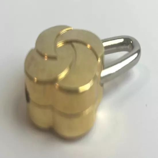 Small Gold Tone Swirl Luggage Lock with Key, Mini Padlock, 1.5”