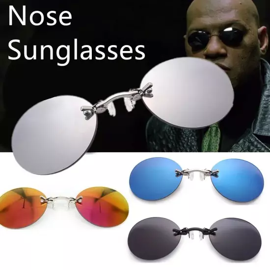 Clip On Nose Glasses Round Rimless Morpheus Sunglasses Mini Frameless Eyeglasses