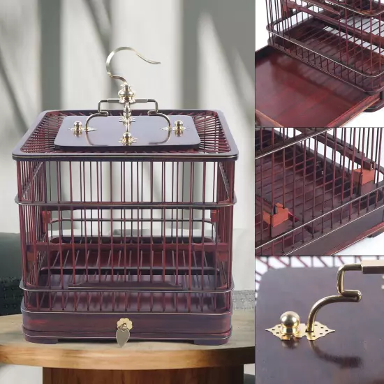 9*9*8" Vintage Bird Cage Wooden Aviary House Birdcage Parrot Macaw W/Stand