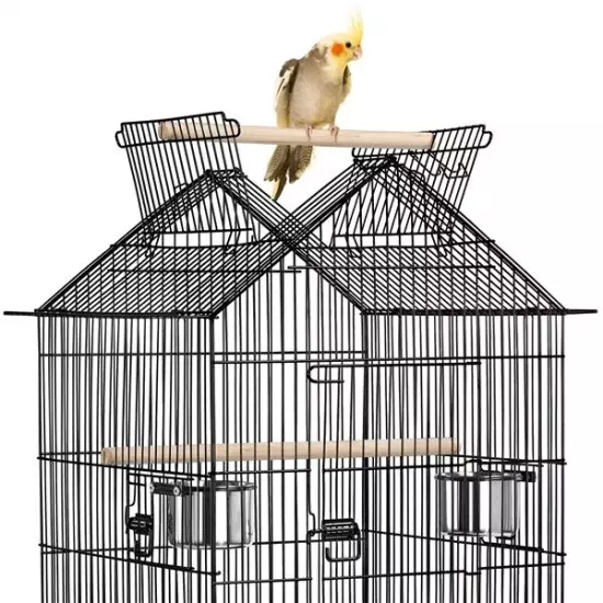 57'' Open Top Bird Cage Double Roof Top Parakeet Cage for Medium Small Parrots 