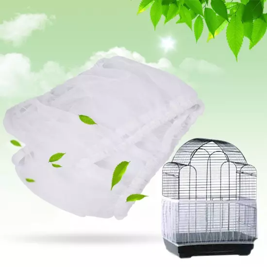 Birdcage Nylon Mesh Net Cover Guard Pet Birds Parrot Cage Seed Catcher Soft V...