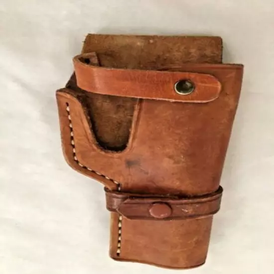 Brown Leather 4X12.5" Revolver Holister with Snaps