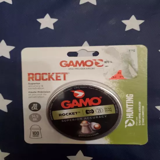 Gamo Rocket .22 Caliber Pellets 14.5 Grain Airgun Pellets 100ct ~ New