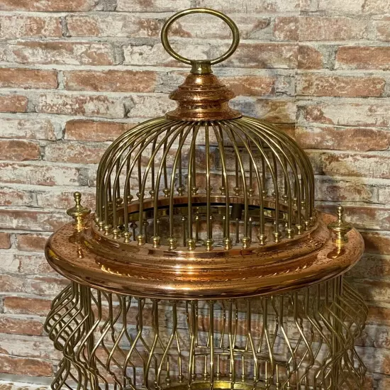 29” Stunning Decorative Brass Copper Dome Top Bird Cage Finials RARE