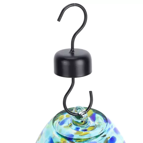 Q2)Hummingbirds Water Feeder Colorful Painting Glass Bird Feeding Tool For