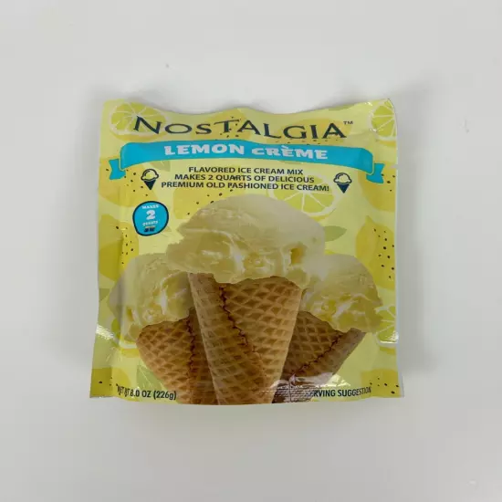 Nostalgia Lemon Creme Ice Cream Mix Makes 2 Quarts HTF Flavor 8oz Best by 2026