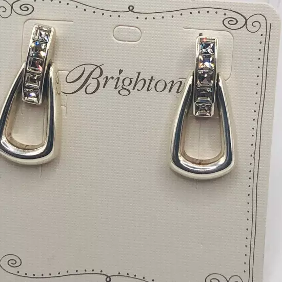 Brighton NWT Spectrum Loop Silver Crystals Post Dangle Earrings. NWTag $58