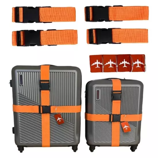 Variety4all 8 Pack Luggage Set, 4 Pack Straps and 4 Pack ID Tags, Heavy-Duty 79"