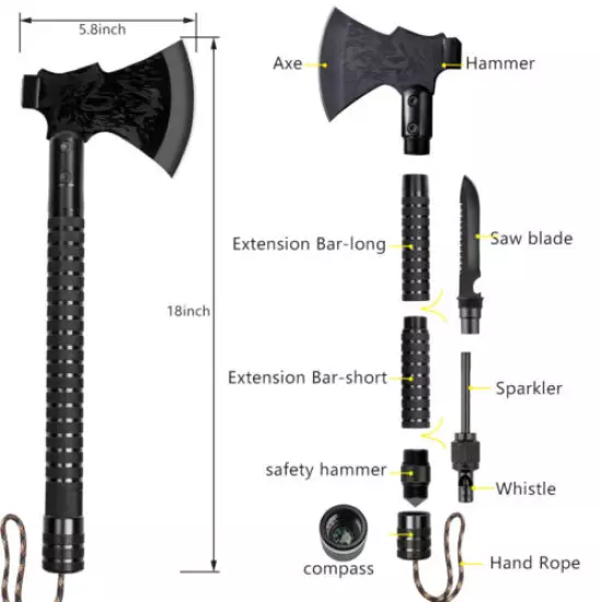 Folding Survival Axe Camp Multi-Tool Hatchet Kit Tactical Tomahawk Backpack US