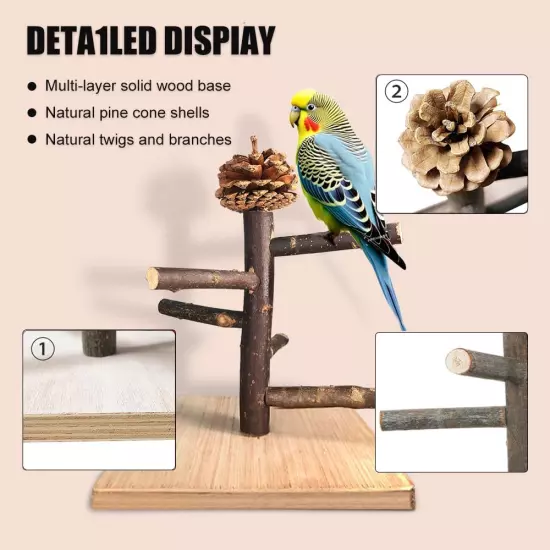 Bird Perch Stand, Portable Tabletop Bird Play Stand Parrot Training Perch 