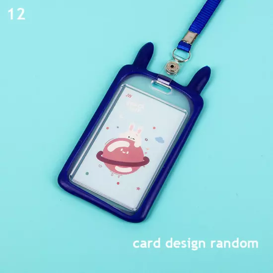 Cute Cat Ear ID Card Holder Retractable Reel Lanyard Credit Cover Case Kids Gift