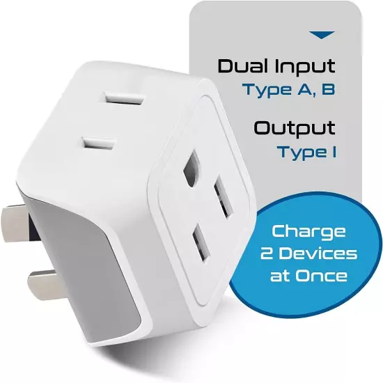 Ceptics US to Australia , China, New Zealand Power Adapter, 2 in 1 Type I 3 Pac