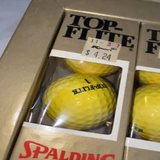 Vintage 1982 Spalding Top-Flite Golf Balls Box of 15 New Old Stock Yelllow