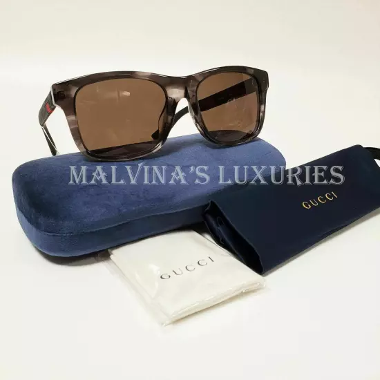 GUCCI SUNGLASSES GG0008SA 004 SQUARE MARBLE ACETATE WEB DETAIL MENS