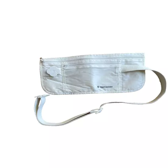 SAMSONITE TRAVEL PASSPORT MONEY BELT WAIST POUCH White Adjustable